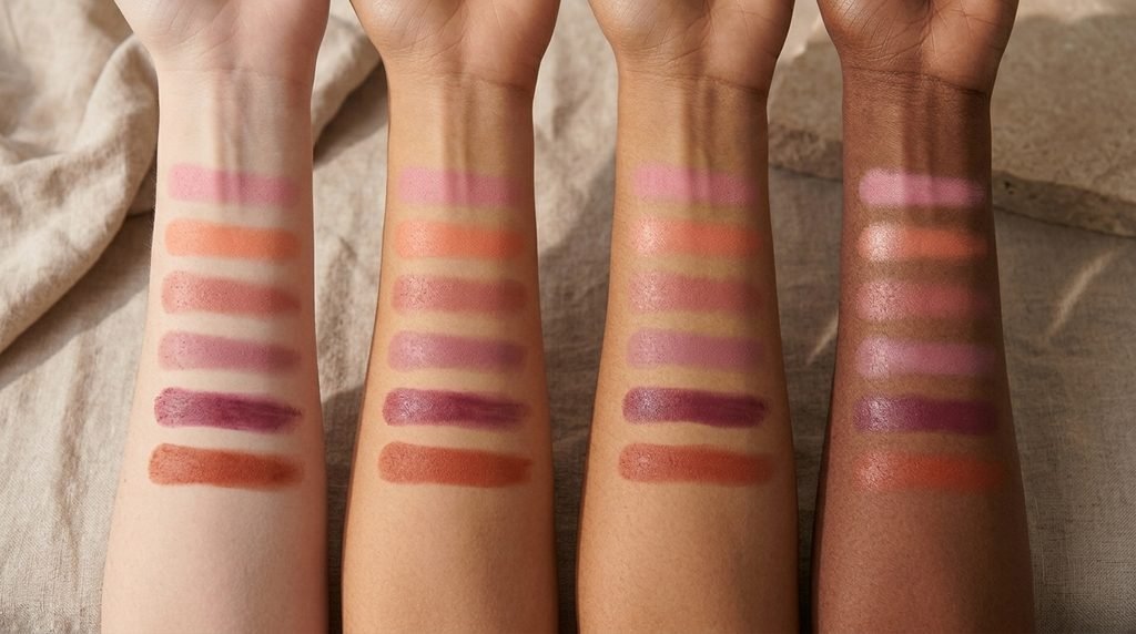 Blush shade colors shown across a range of skin tones.