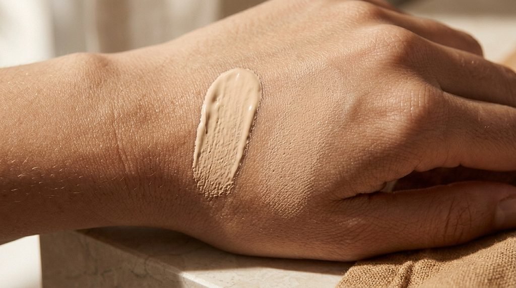 Creamy concealer swatches showing a smooth, blendable texture on skin.