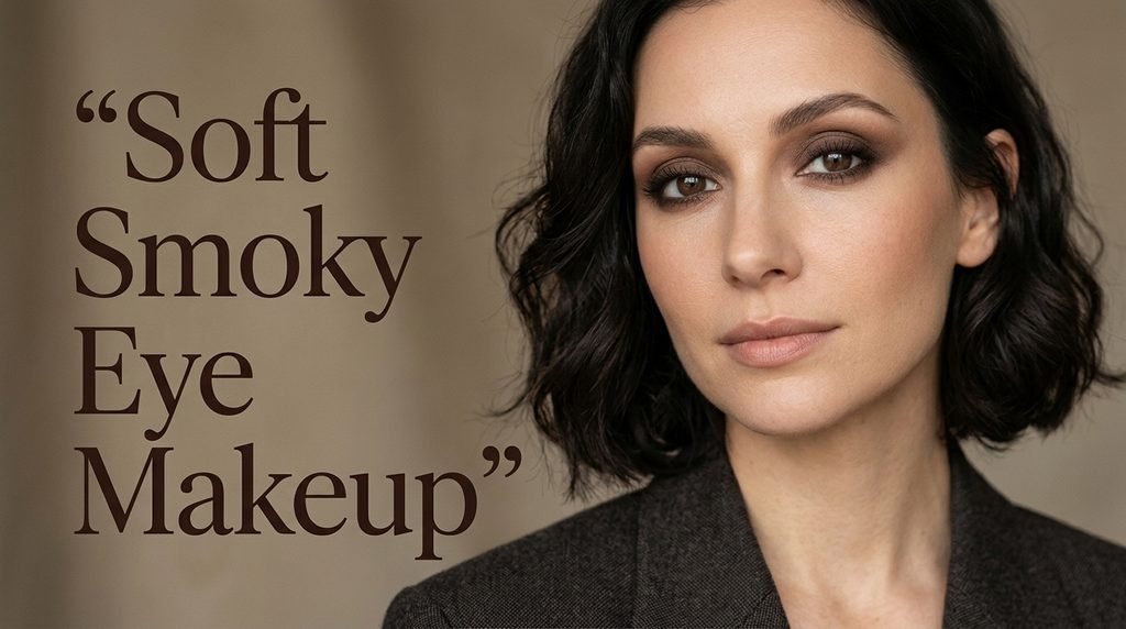 Soft smoky eye makeup featuring blended espresso and chocolate brown eyeshadow