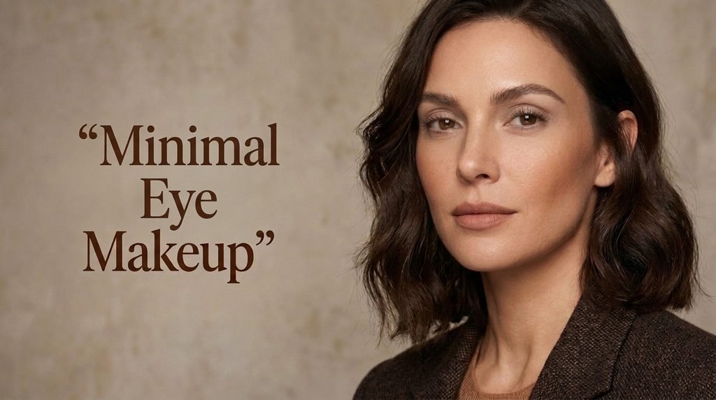 Minimal fall eye makeup with natural lashes and softly defined brows