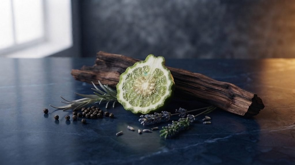 Fresh Citrus and Dark Woody Fragrance Mood