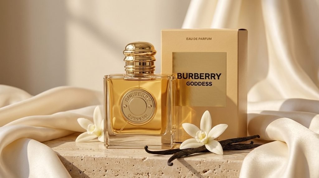 Burberry Goddess Eau de Parfum vanilla perfume bottle and original packaging.