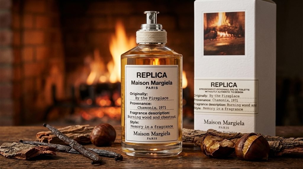 Maison Margiela Replica By the Fireplace Eau de Toilette bottle and original-style box.
