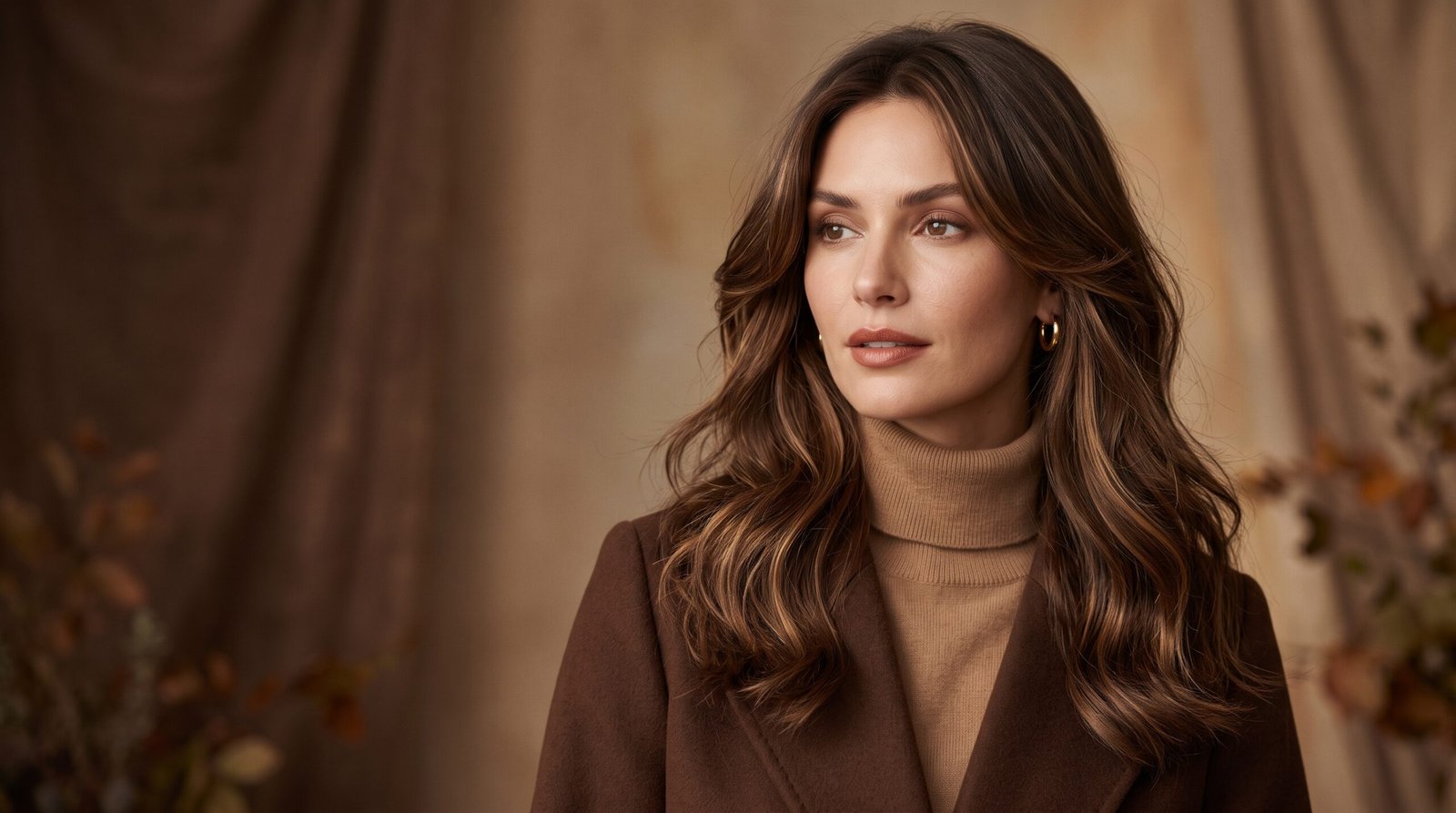 Fall 2026 hair trends featuring glossy layered hair with a sophisticated autumn beauty look.