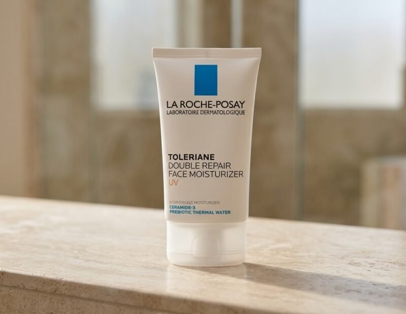 Posay moisturizer review featuring a facial moisturizer in an elegant skincare setting