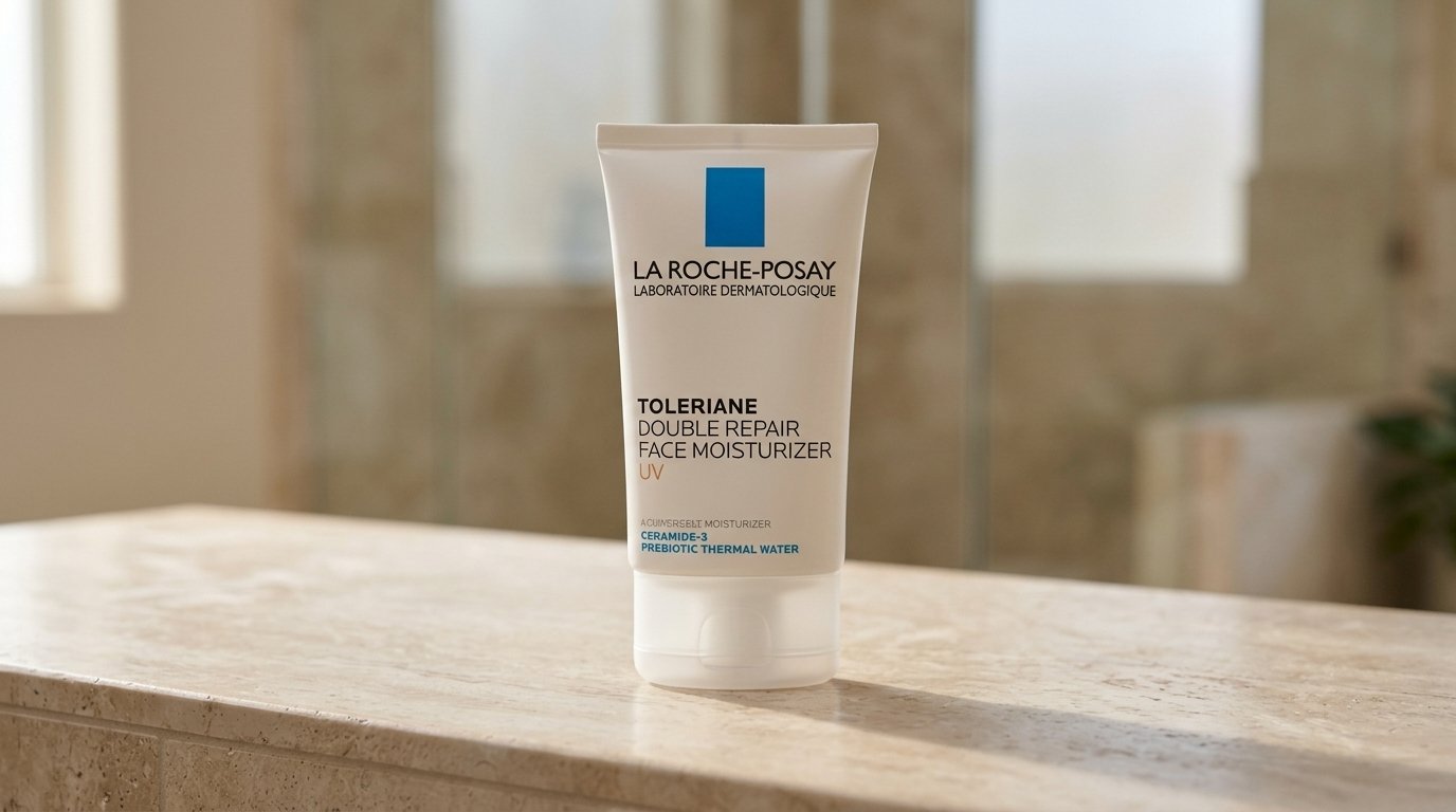 Posay moisturizer review featuring a facial moisturizer in an elegant skincare setting